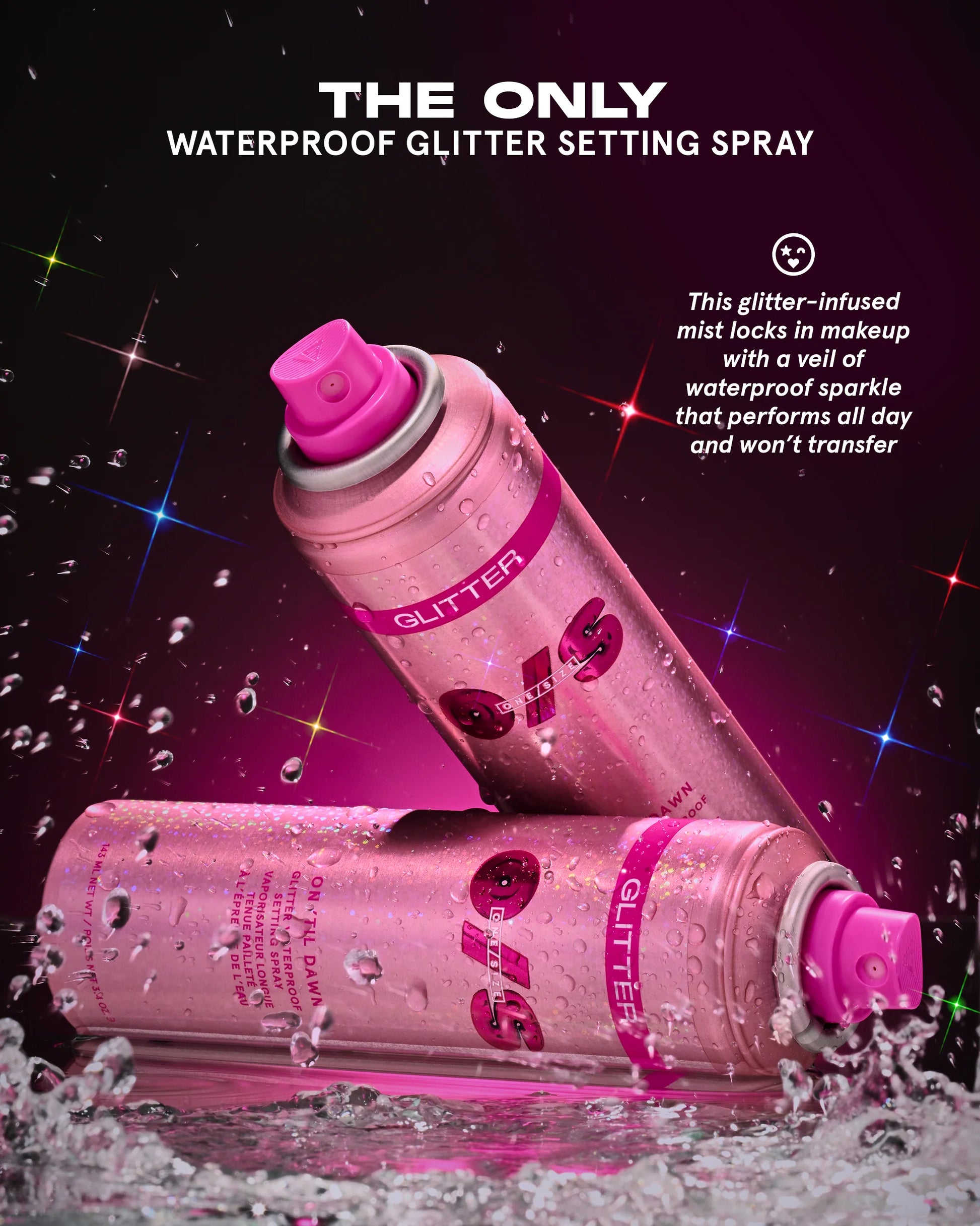 ONE SIZE On 'Til Dawn Glitter Waterproof Setting Spray-The Luxury Lane