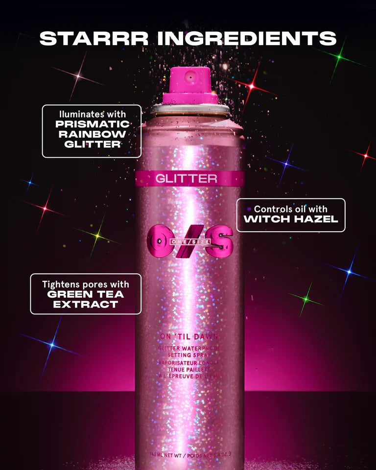 ONE SIZE On 'Til Dawn Glitter Waterproof Setting Spray-The Luxury Lane